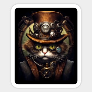 Stylish Steampunk Cat Sticker